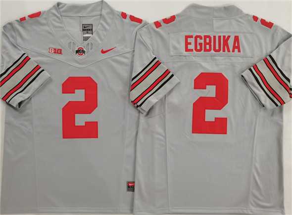Men%27s Ohio State Buckeyes #2 Emeka Egbuka Gray 2025 F.U.S.E. Limited Stitched Jersey